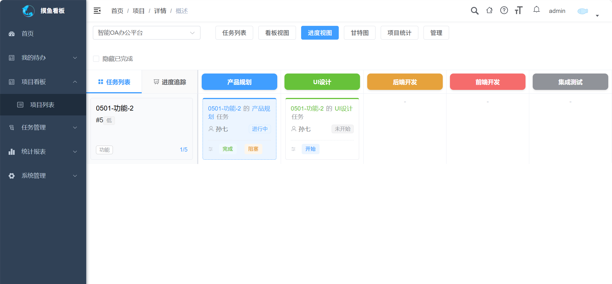 左侧面板-任务列表